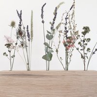 DIY Dried Flower Centerpiece Kit for Boho Decor with Organic Wildflowers in a Reclaimed Oak Barnwood Stand - Made in USA