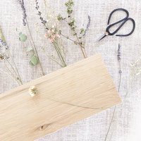DIY Dried Flower Centerpiece Kit for Boho Decor with Organic Wildflowers in a Reclaimed Oak Barnwood Stand - Made in USA