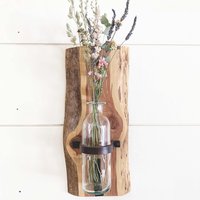 Rustic Farmhouse Wall Sconce: Live Edge Cedar Wall Vase for Dried Flower Decor