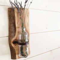 Rustic Farmhouse Wall Sconce: Live Edge Cedar Wall Vase for Dried Flower Decor