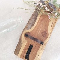 Rustic Farmhouse Wall Sconce: Live Edge Cedar Wall Vase for Dried Flower Decor