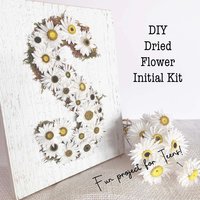 Flower Initial Sign: DIY Craft Kit for Adults and Teens--Daisy Dried Flowers and Moss Art on Real Wood