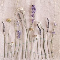 Slow Stitch Embroidery Kit with Dried Flowers, Linen and Sashiko Thread, Botanical Wall Hanging Craft Kit for Adults