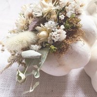 Soft Linen Mini Botanical Pumpkin Kit | DIY Dried Flower White Pumpkin Decor | Neutral Fall Craft | Farm-Grown Florals