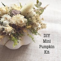 Soft Linen Mini Botanical Pumpkin Kit | DIY Dried Flower White Pumpkin Decor | Neutral Fall Craft | Farm-Grown Florals
