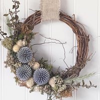 Prairie Sky Dried Flower Wreath Kit | DIY Native Wildflower Wreath | Globe Thistle & Gomphrena | Farm Grown Flowers