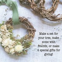 White Christmas Dried Flower Ornament Kit | DIY Natural Craft from Farm Grown Flowers | Set of 4