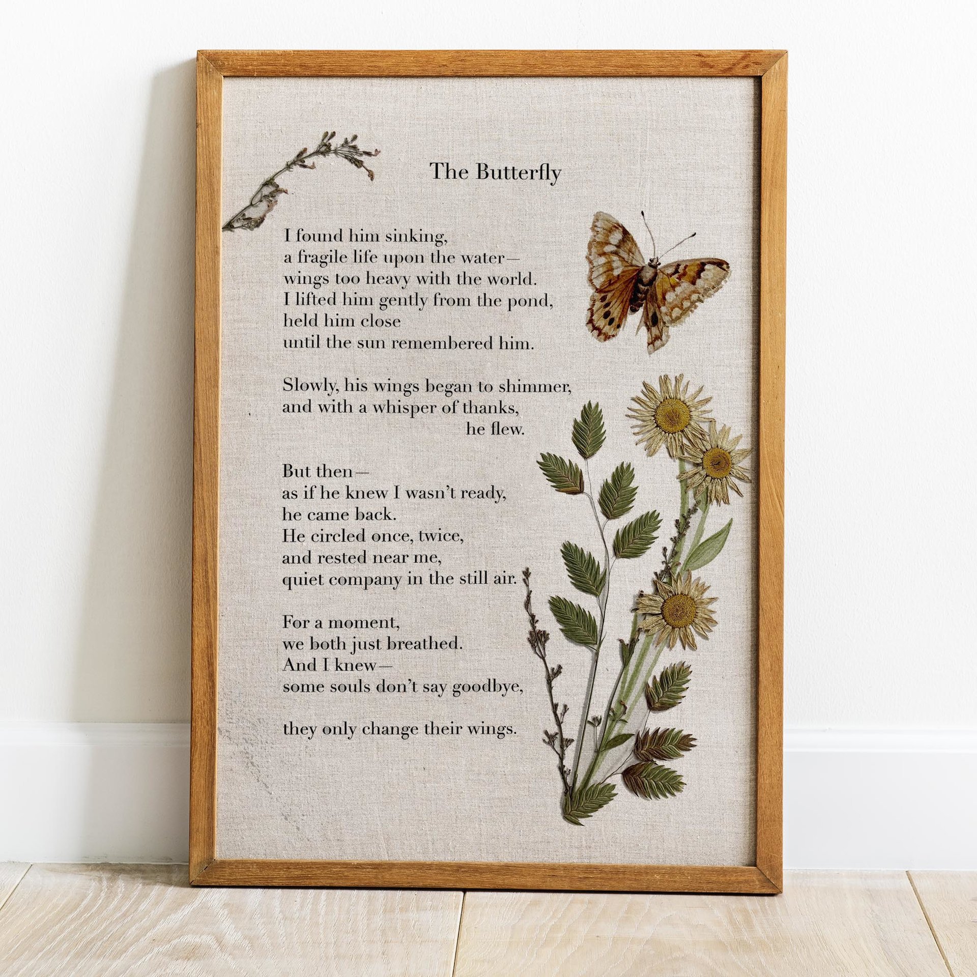 Custom Quote Print with Pressed Floral Artwork