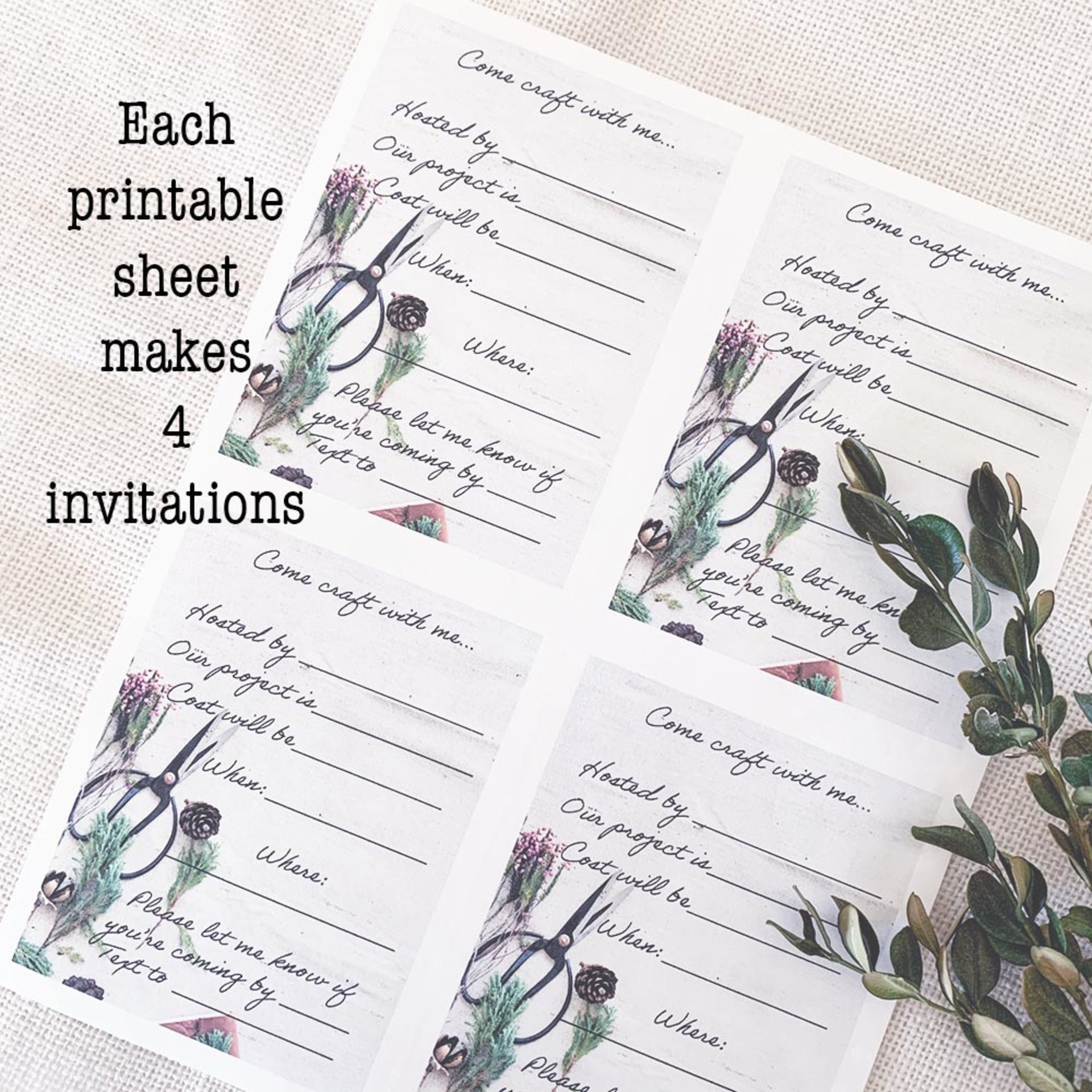 Modern Farmhouse Craft Night Invitation - Digital Download