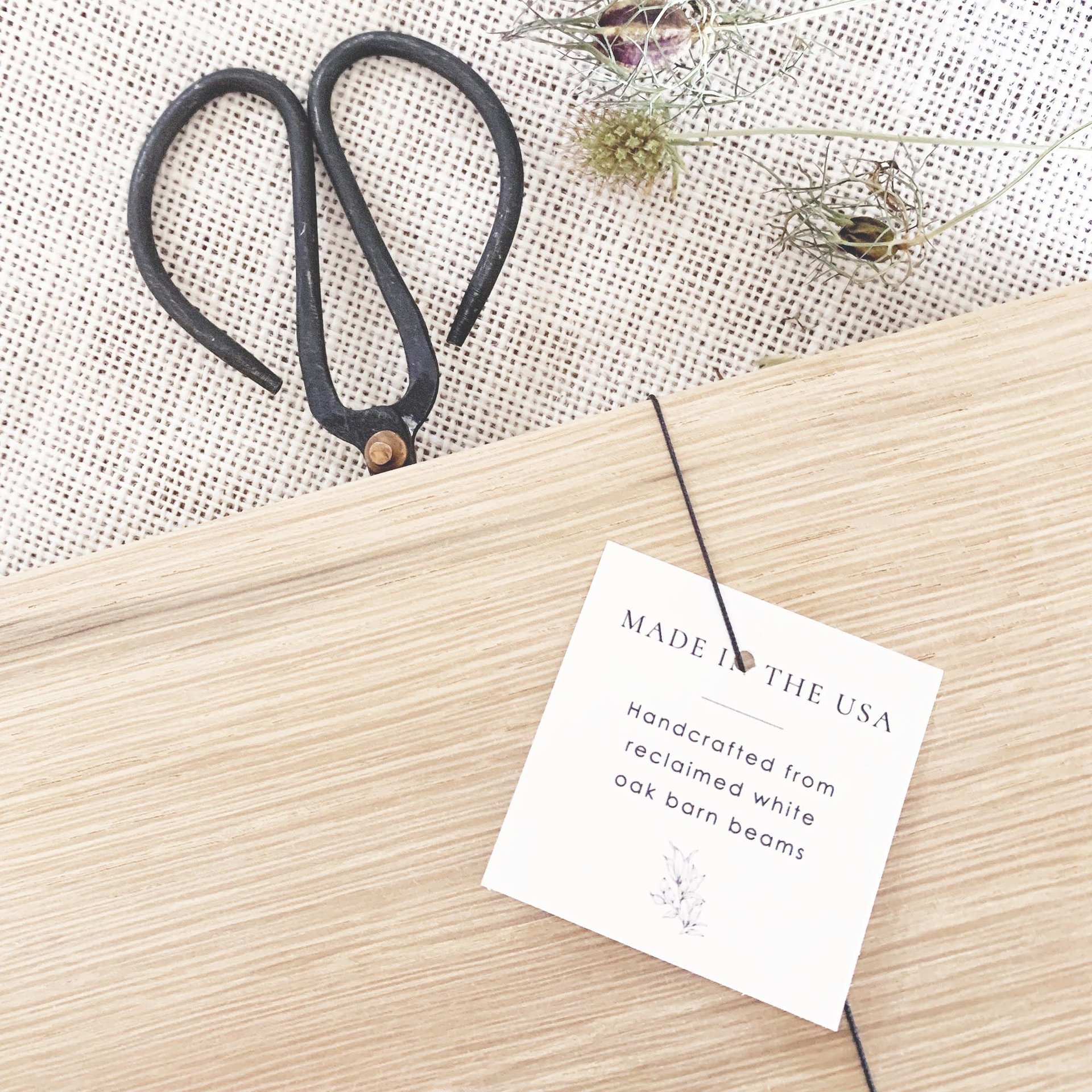 DIY Dried Flower Centerpiece Kit for Boho Decor with Organic Wildflowers in a Reclaimed Oak Barnwood Stand - Made in USA