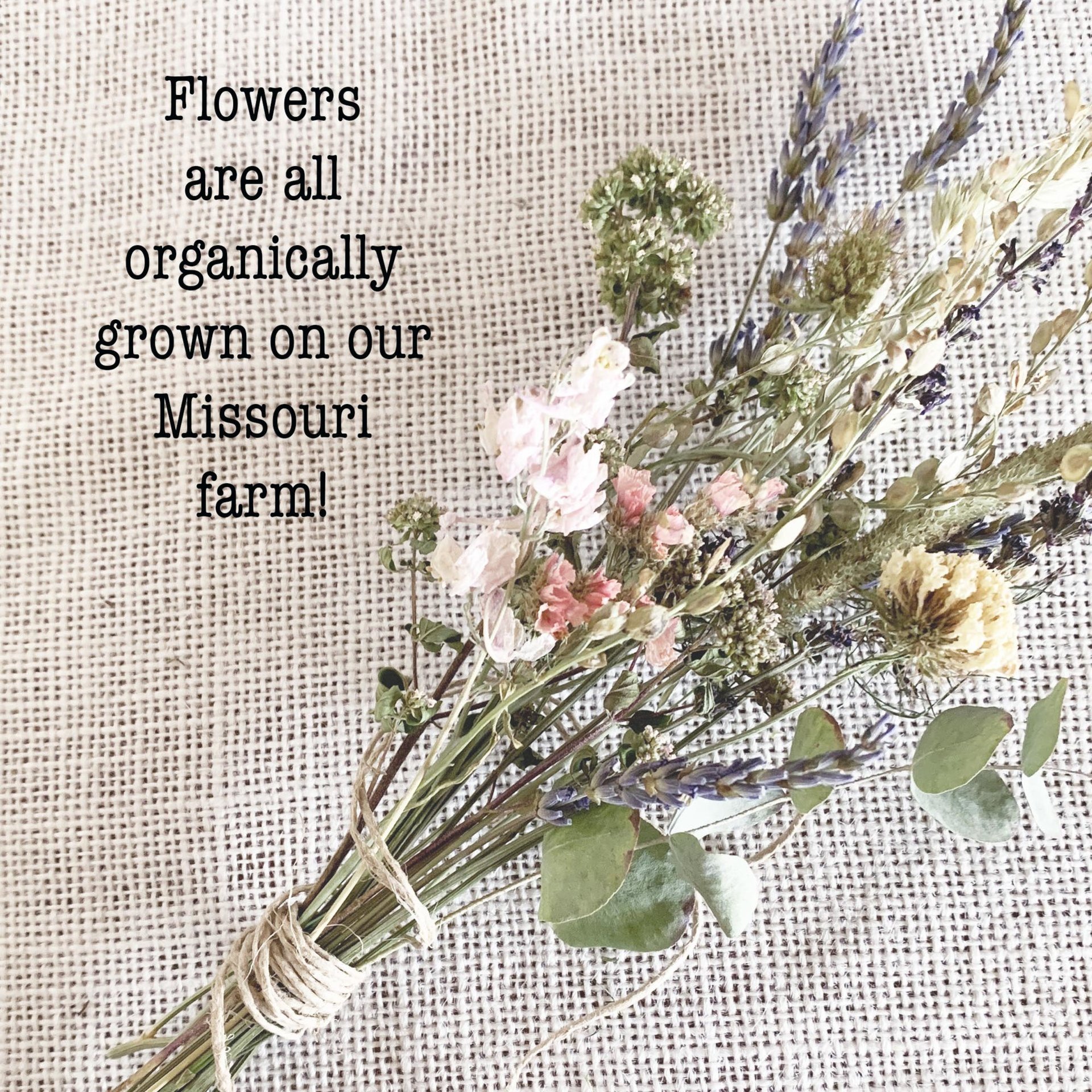 DIY Dried Flower Centerpiece Kit for Boho Decor with Organic Wildflowers in a Reclaimed Oak Barnwood Stand - Made in USA