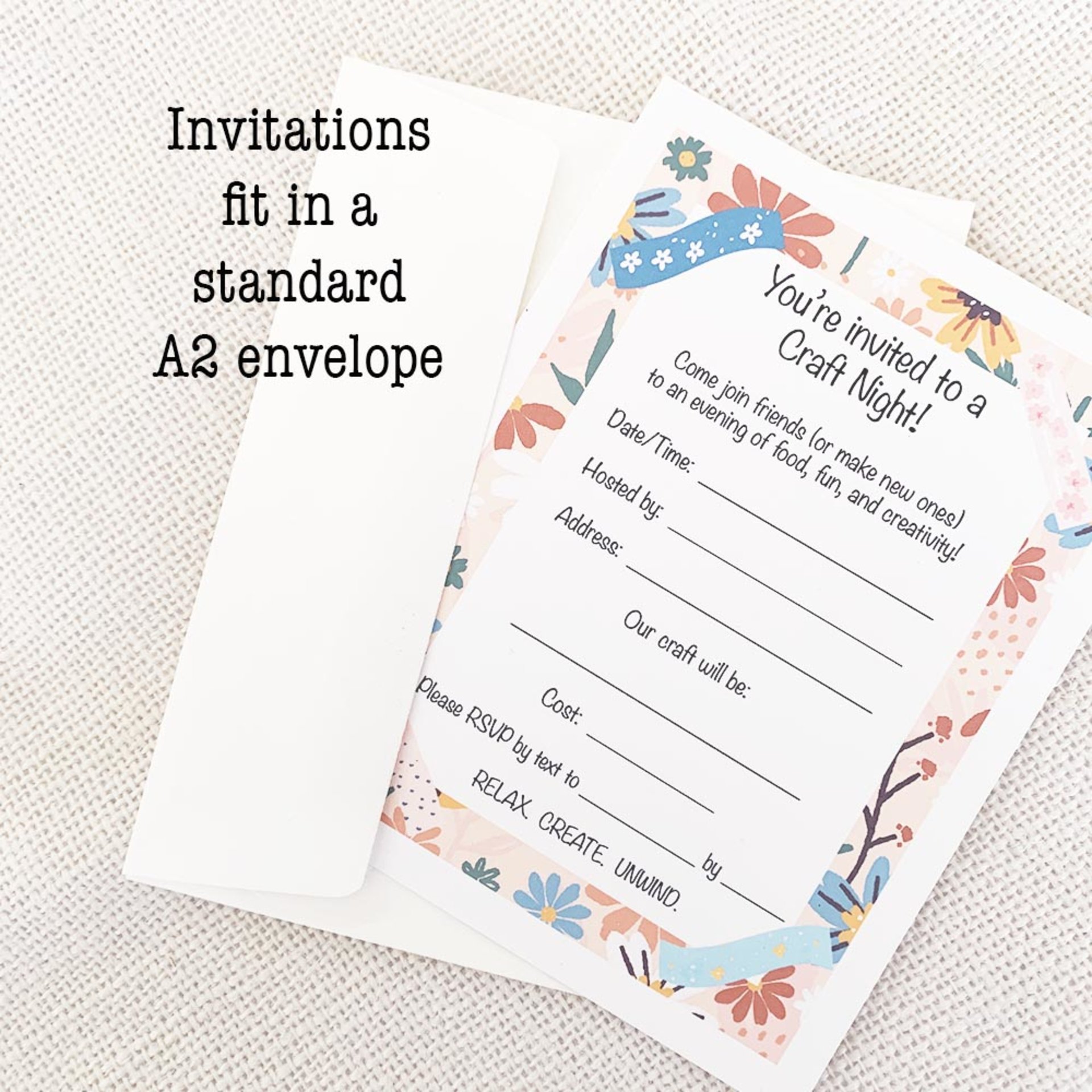 Whimsical Floral Craft Night Invitation - Digital Download