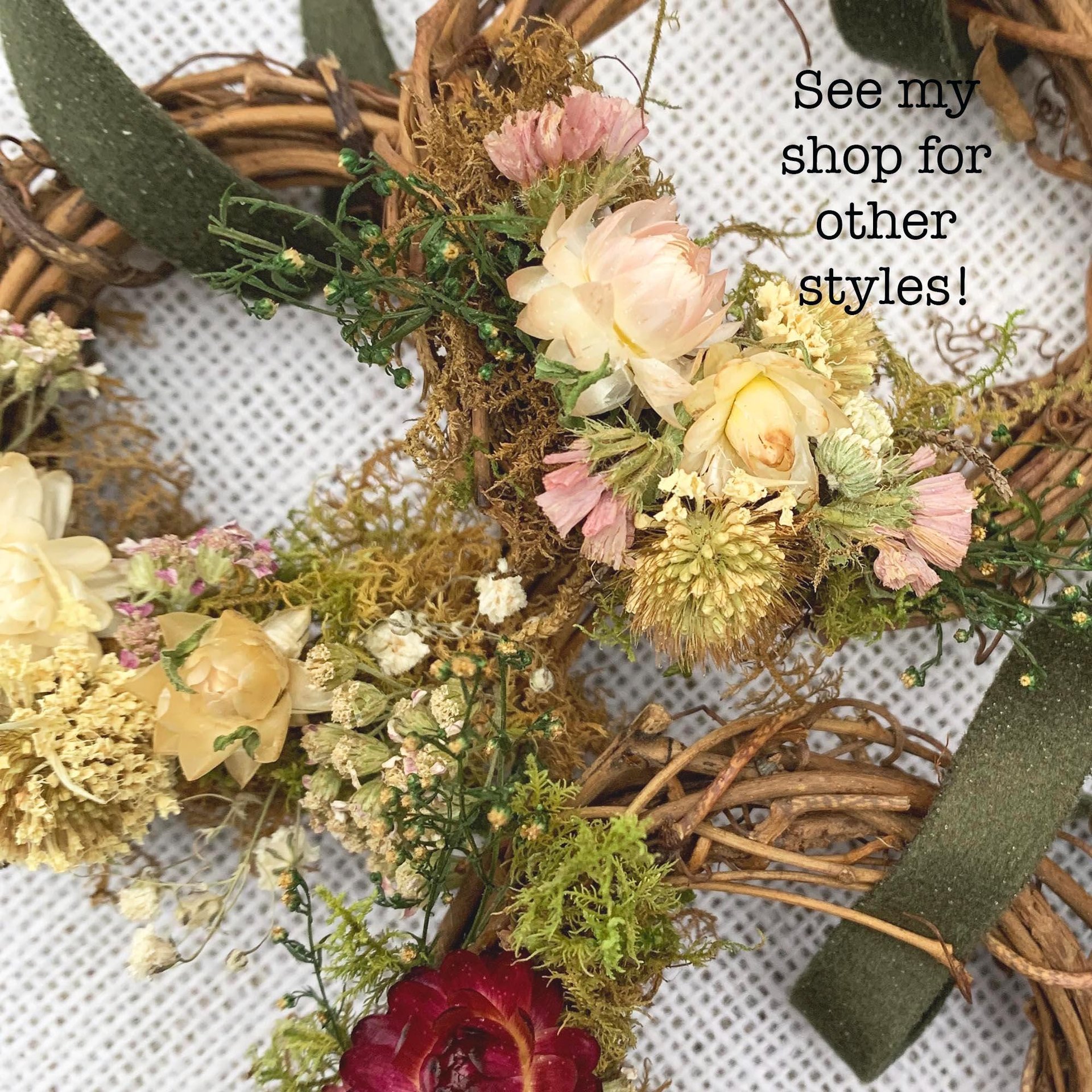 Neutral Dried Flower Wreath Ornament