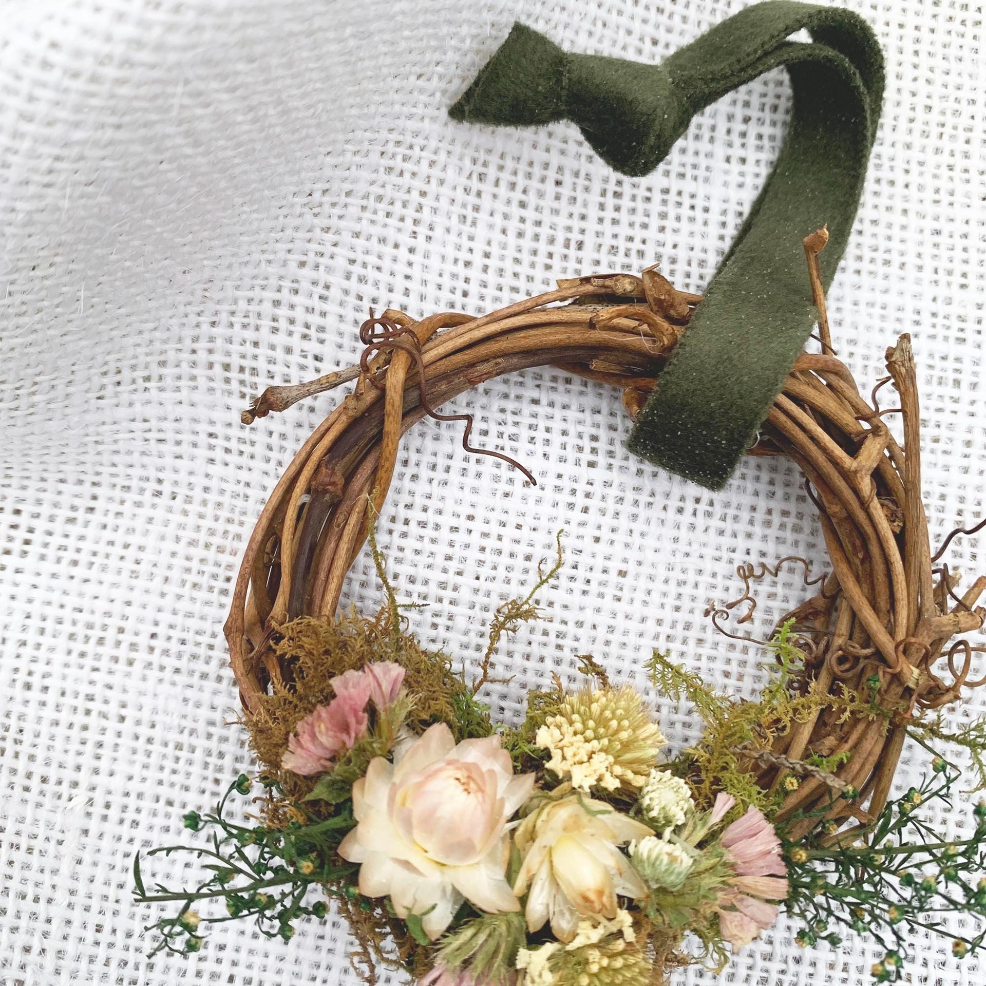 Blush Dried Flower Wreath Ornament