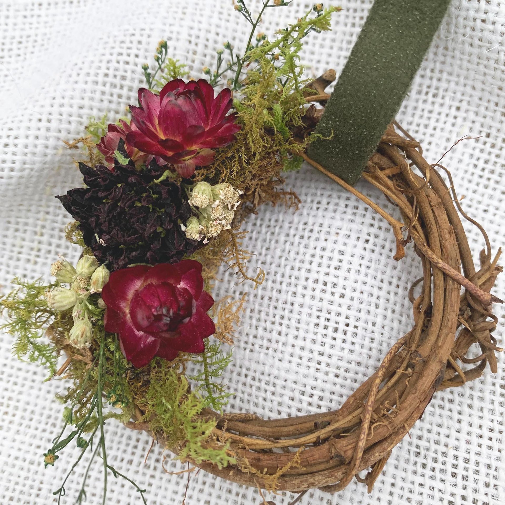Burgundy Wreath Dried Floral Ornament