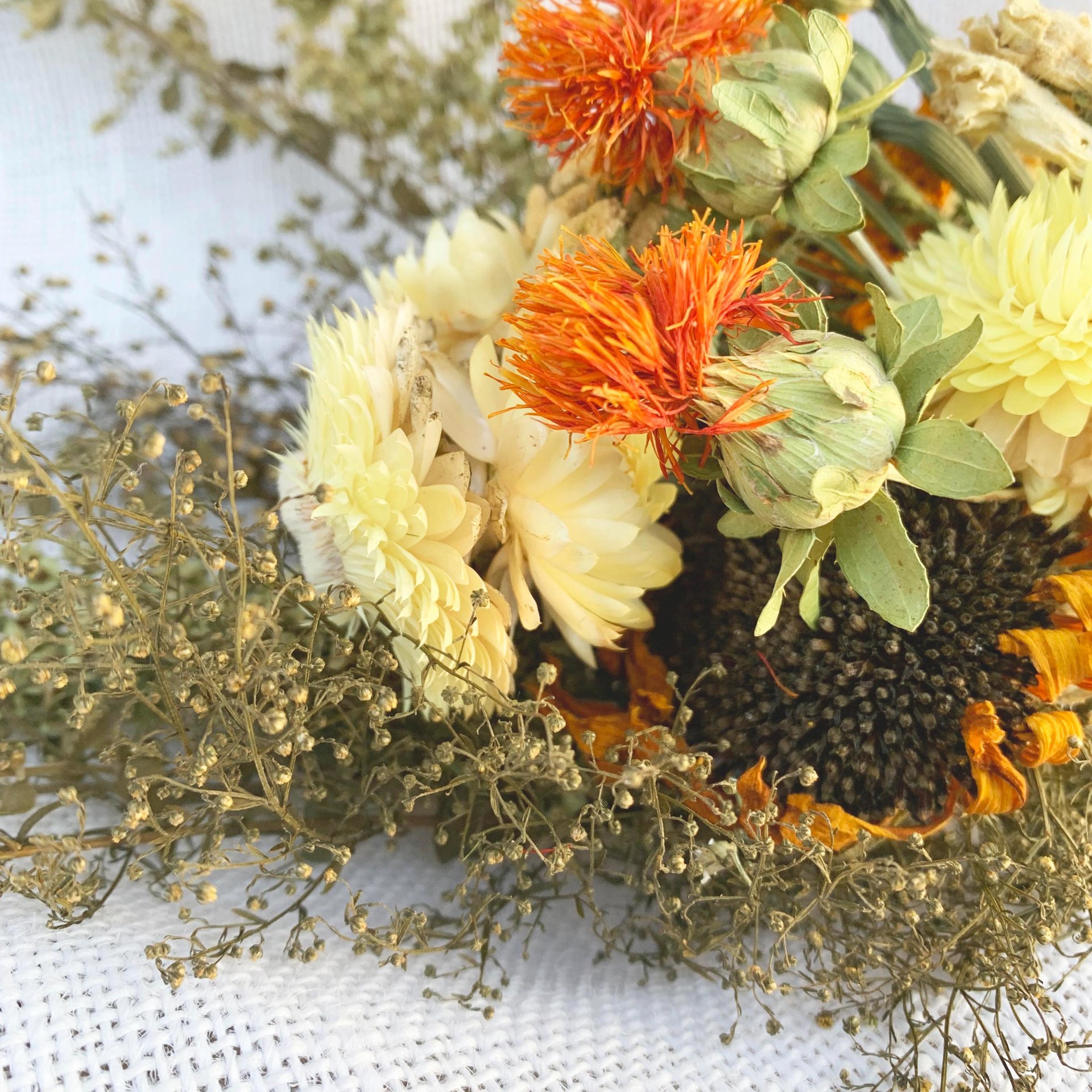 Hand Tied Fall Dried Flower Bouquet: 15" Autumn Floral Arrangement