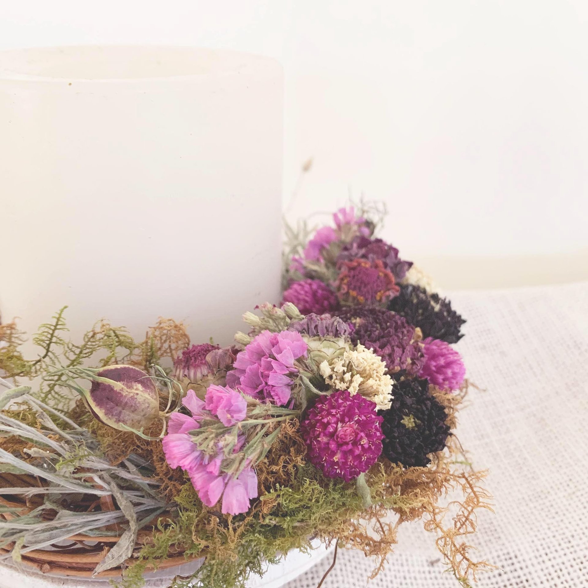 Dried Flower Candle Wreath, Candle Ring DIY Craft Kit Gift