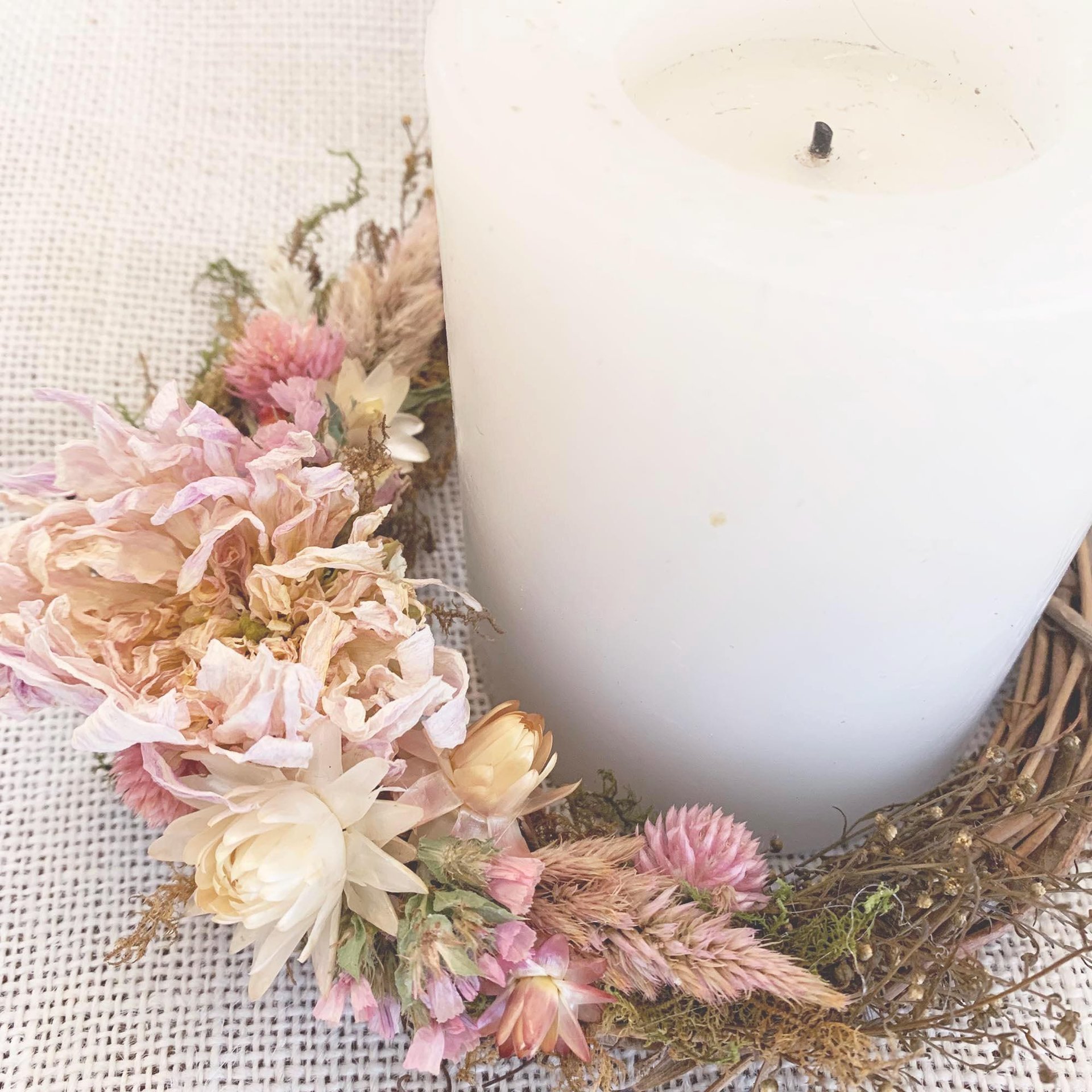 Dried Flower Candle Wreath, Candle Ring DIY Craft Kit Gift