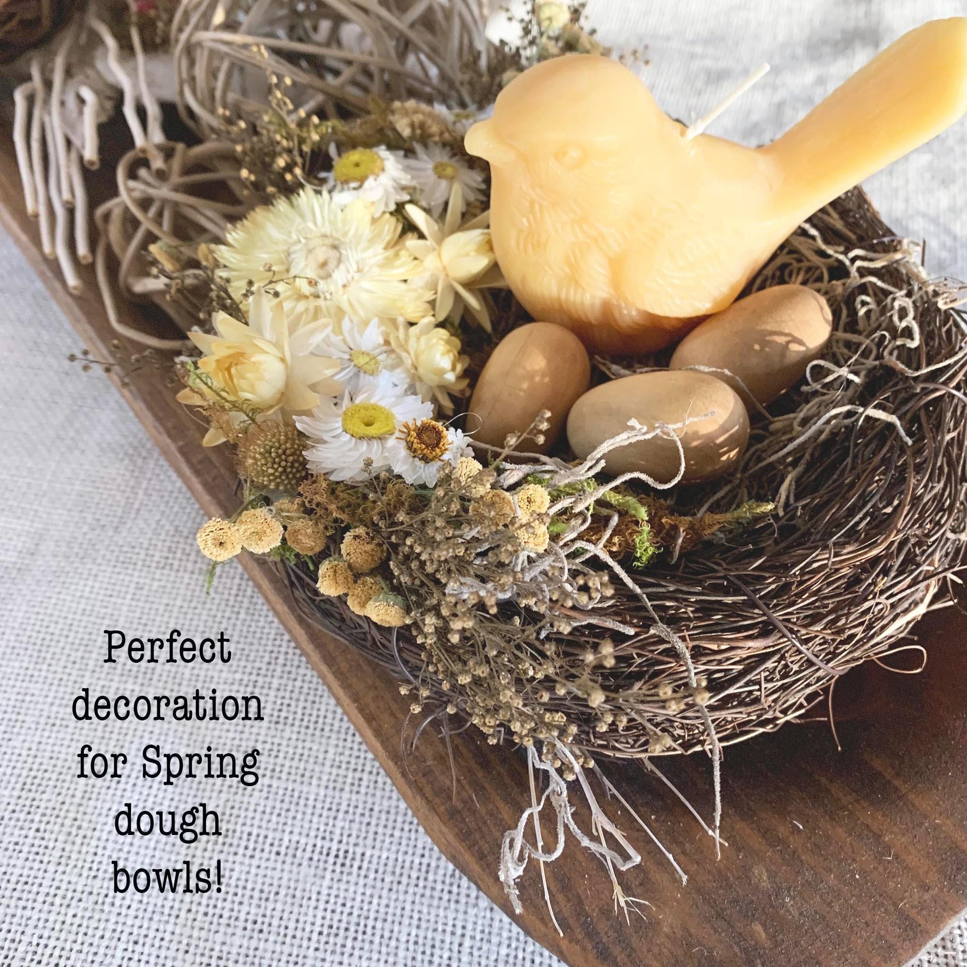 Birds Nest Natural Craft Kit: DIY Spring Gift with Dried Flowers and Beeswax Candle