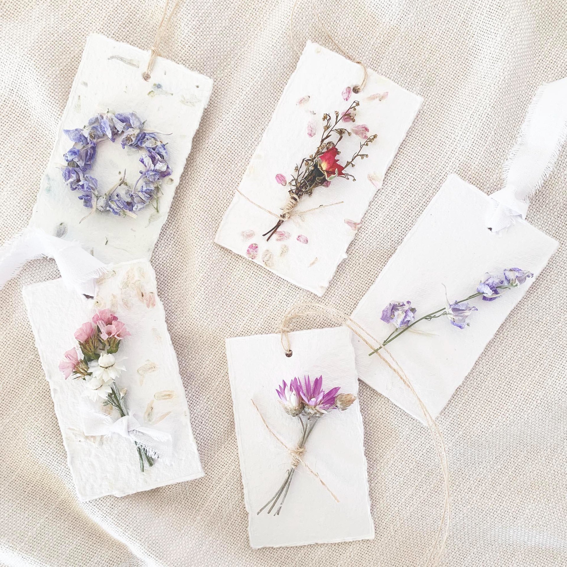 Garden Botanical DIY Gift Tag Kit - Floral Handmade Paper, Farm Grown Dried Flowers