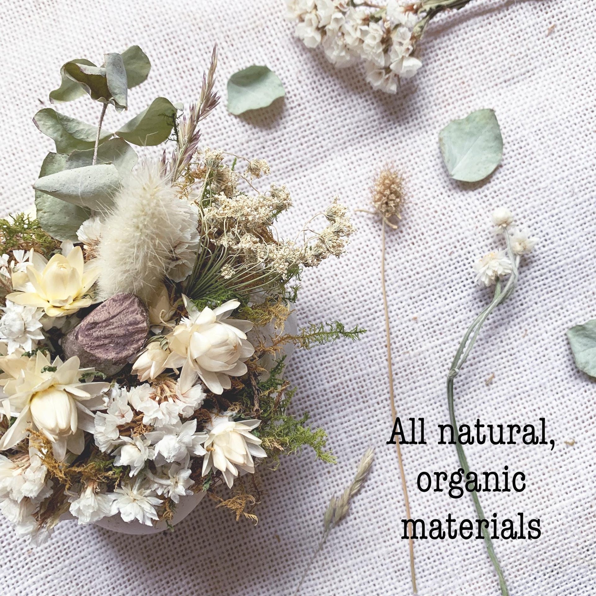 Soft Linen Mini Botanical Pumpkin Kit | DIY Dried Flower White Pumpkin Decor | Neutral Fall Craft | Farm-Grown Florals