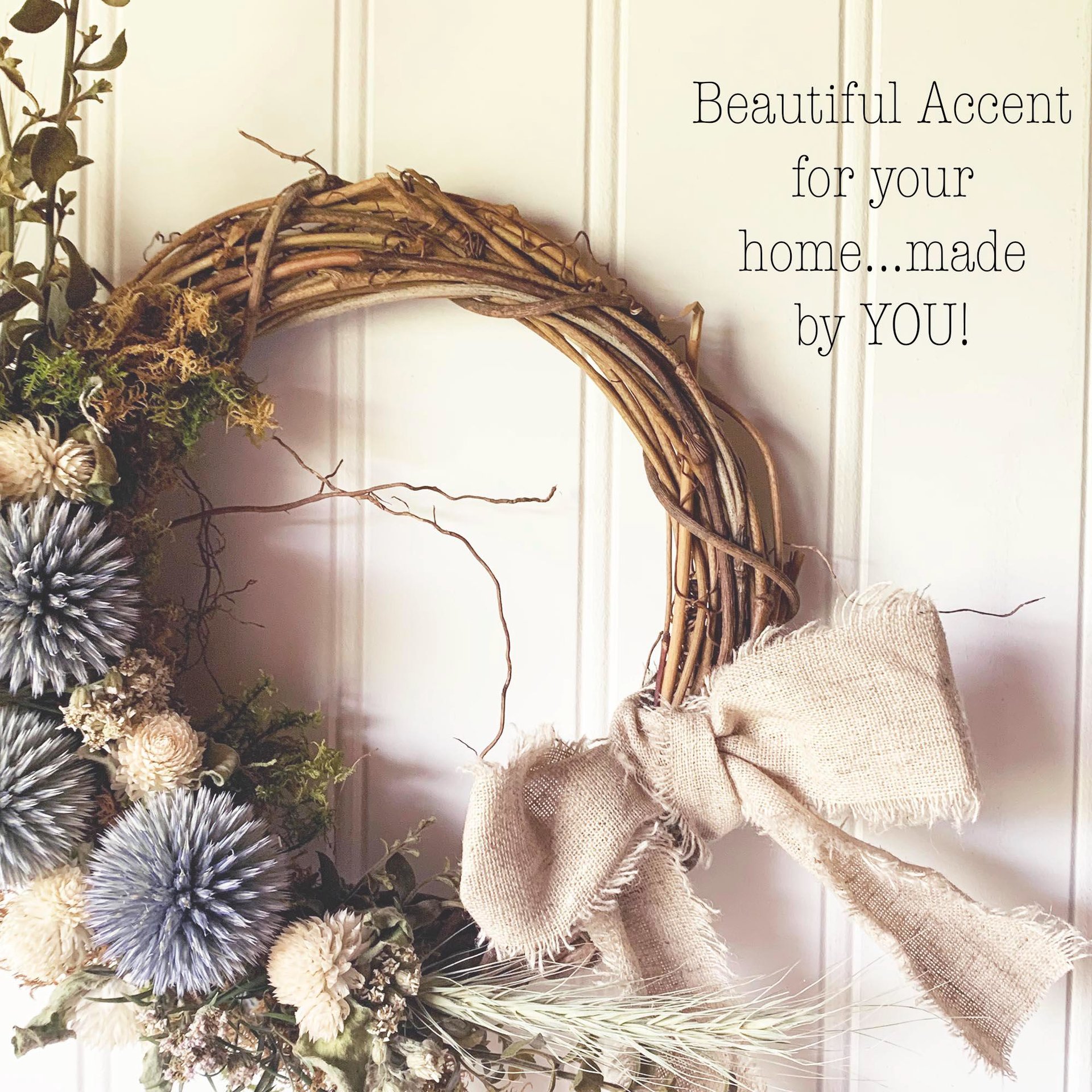 Prairie Sky Dried Flower Wreath Kit | DIY Native Wildflower Wreath | Globe Thistle & Gomphrena | Farm Grown Flowers