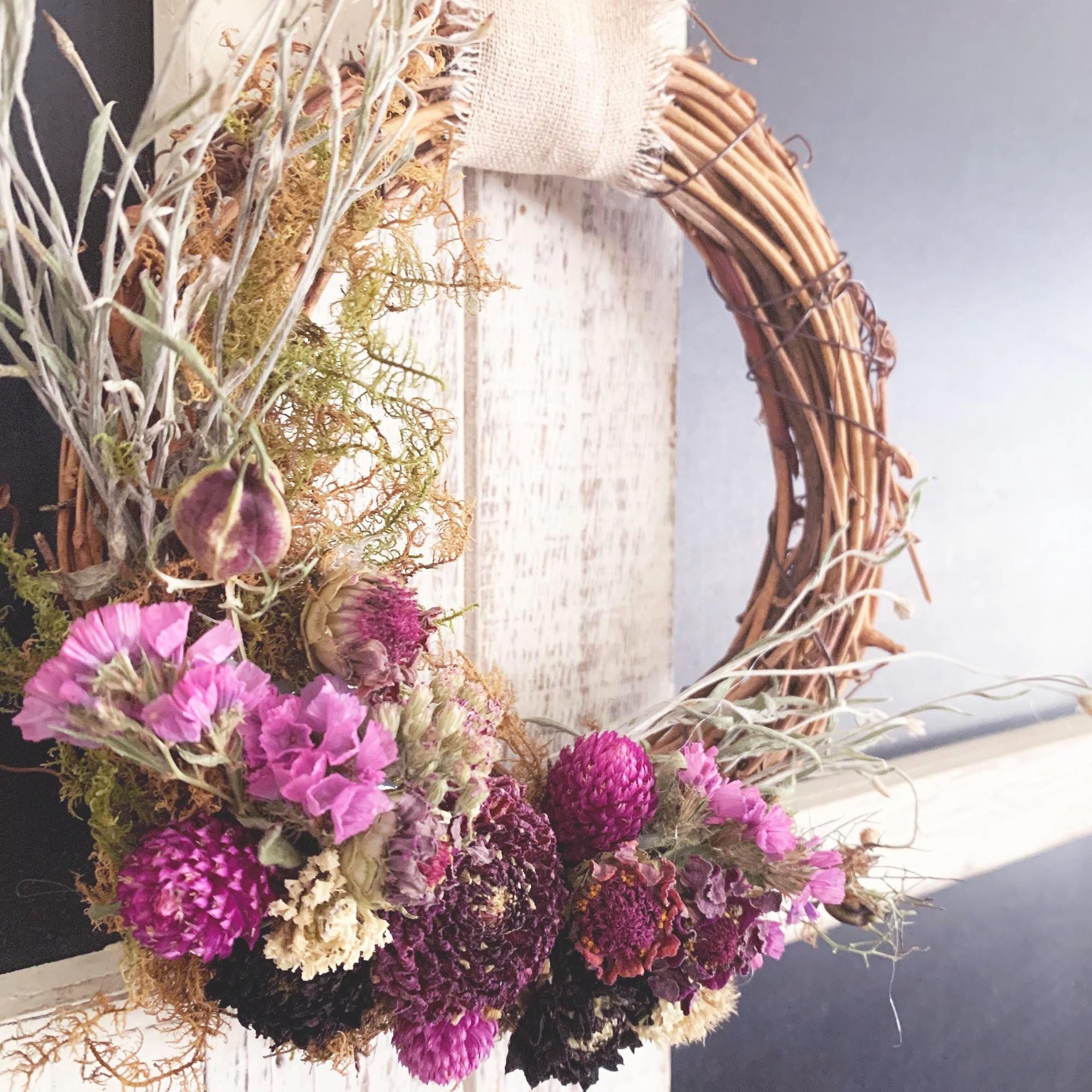 Wild Plum 6" Dried Flower Wreath Kit | DIY Farm-Grown Flower Wreath | Purple & Berry Botanical Decor | Cottagecore Craft Kit