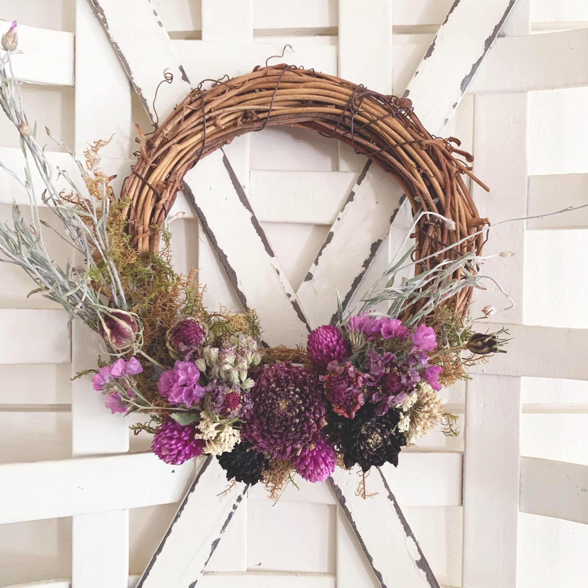 Wild Plum 6" Dried Flower Wreath Kit | DIY Farm-Grown Flower Wreath | Purple & Berry Botanical Decor | Cottagecore Craft Kit