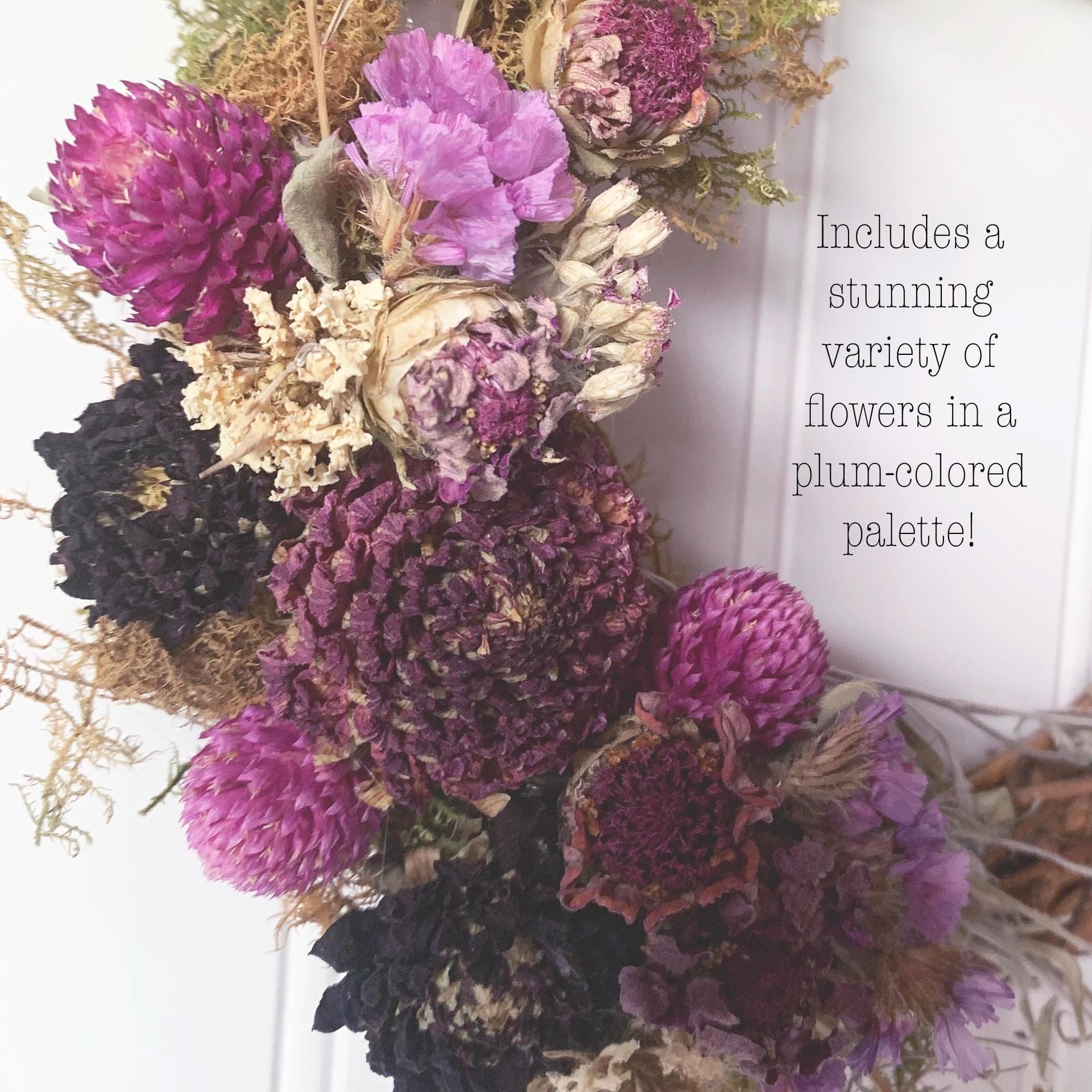 Wild Plum 6" Dried Flower Wreath Kit | DIY Farm-Grown Flower Wreath | Purple & Berry Botanical Decor | Cottagecore Craft Kit