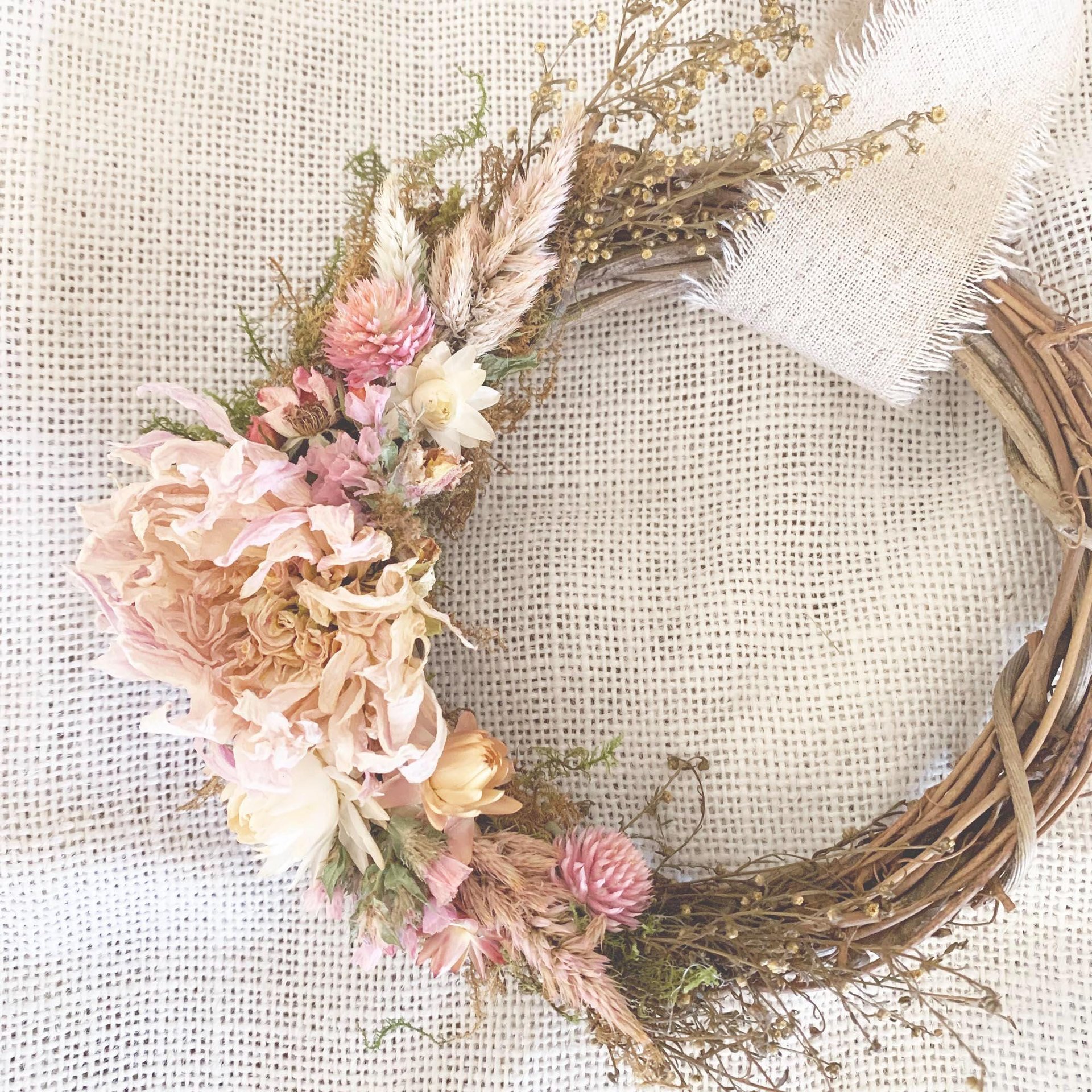 Heirloom Blush 6" Dried Flower Wreath Kit | DIY Dried Flower Wreath | Farm-Grown Botanical Craft Kit | Blush Cottage Decor