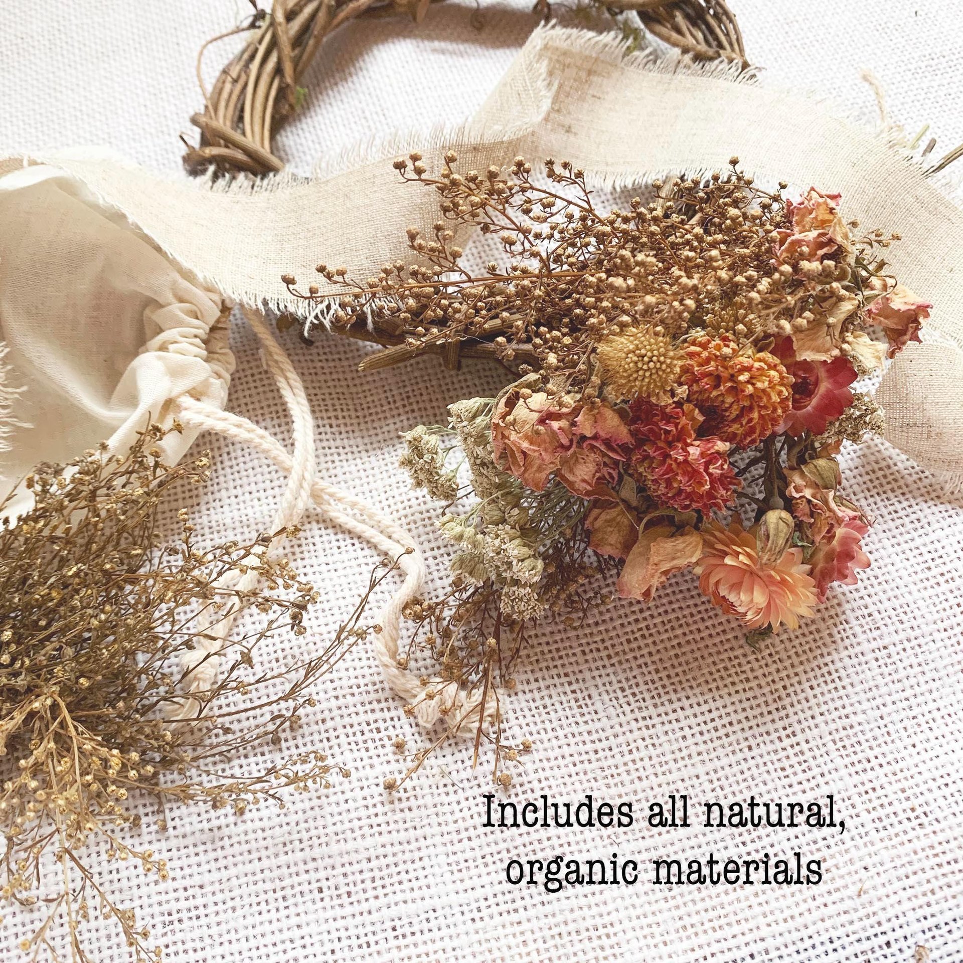 Apricot Glow 6" Dried Flower Wreath Kit | DIY Dried Flower Wreath | Farm-Grown Botanical Craft | Peach & Pink Cottage Decor