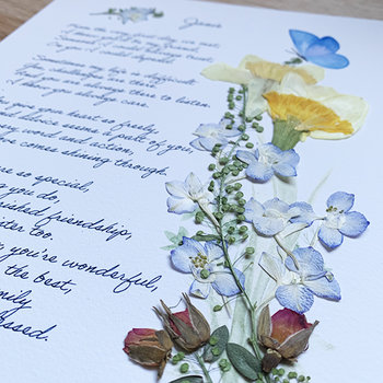 Custom Quote Print with Pressed Floral Artwork