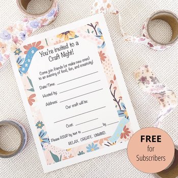 Whimsical Floral Craft Night Invitation - Digital Download