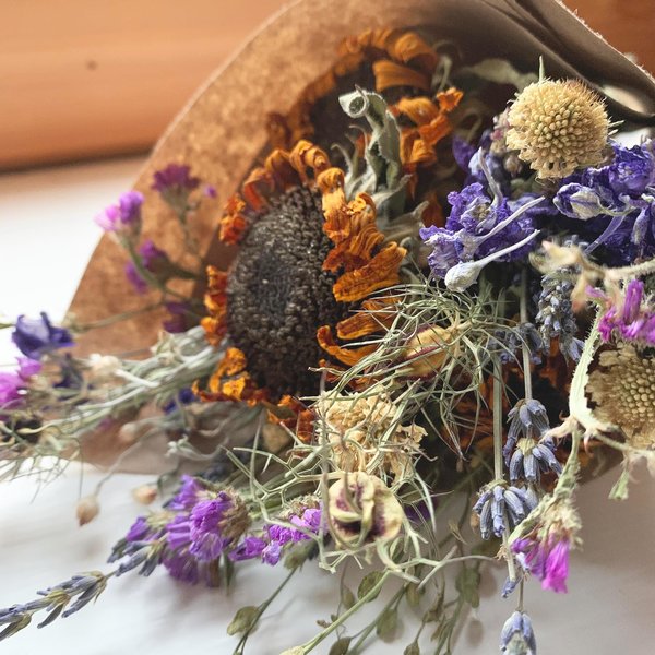 Autumn Dried Flower Bouquet: Hand Tied 12" Fall Botanicals