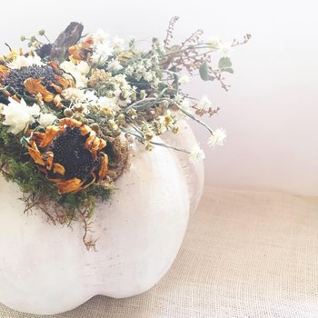 Golden Meadow Botanical Pumpkin Kit | DIY Dried Flower Natural Fall Craft | White Pumpkin Decor | Farm-Grown Florals
