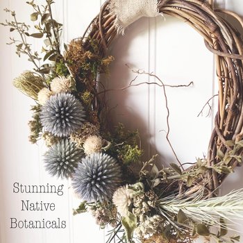 Prairie Sky Dried Flower Wreath Kit | DIY Native Wildflower Wreath | Globe Thistle & Gomphrena | Farm Grown Flowers